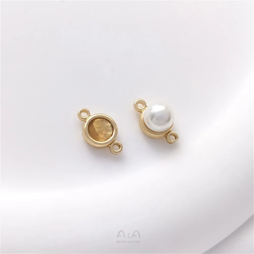 

14K Gold Color Double Ear Bead Holder DIY Accessories Hanging Connection Handmade Adhesive Pearl Headpiece Material