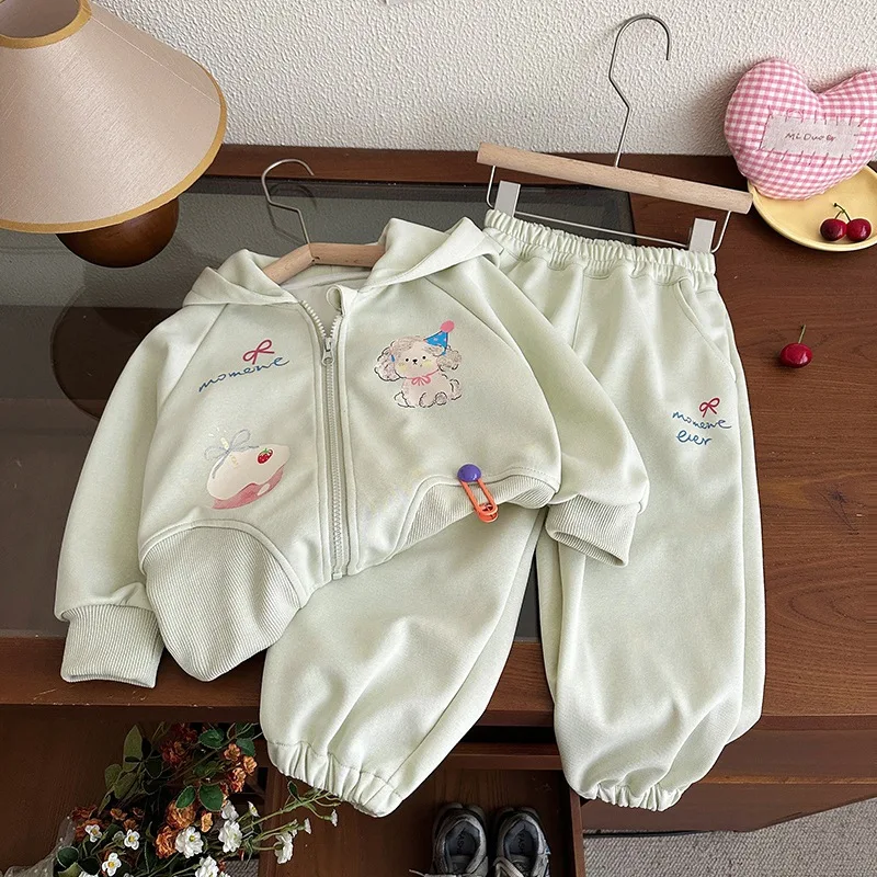 

2025 New Autumn and Winter Children's Stylish Printed Hoodie Jacket and Pants Two-piece Set