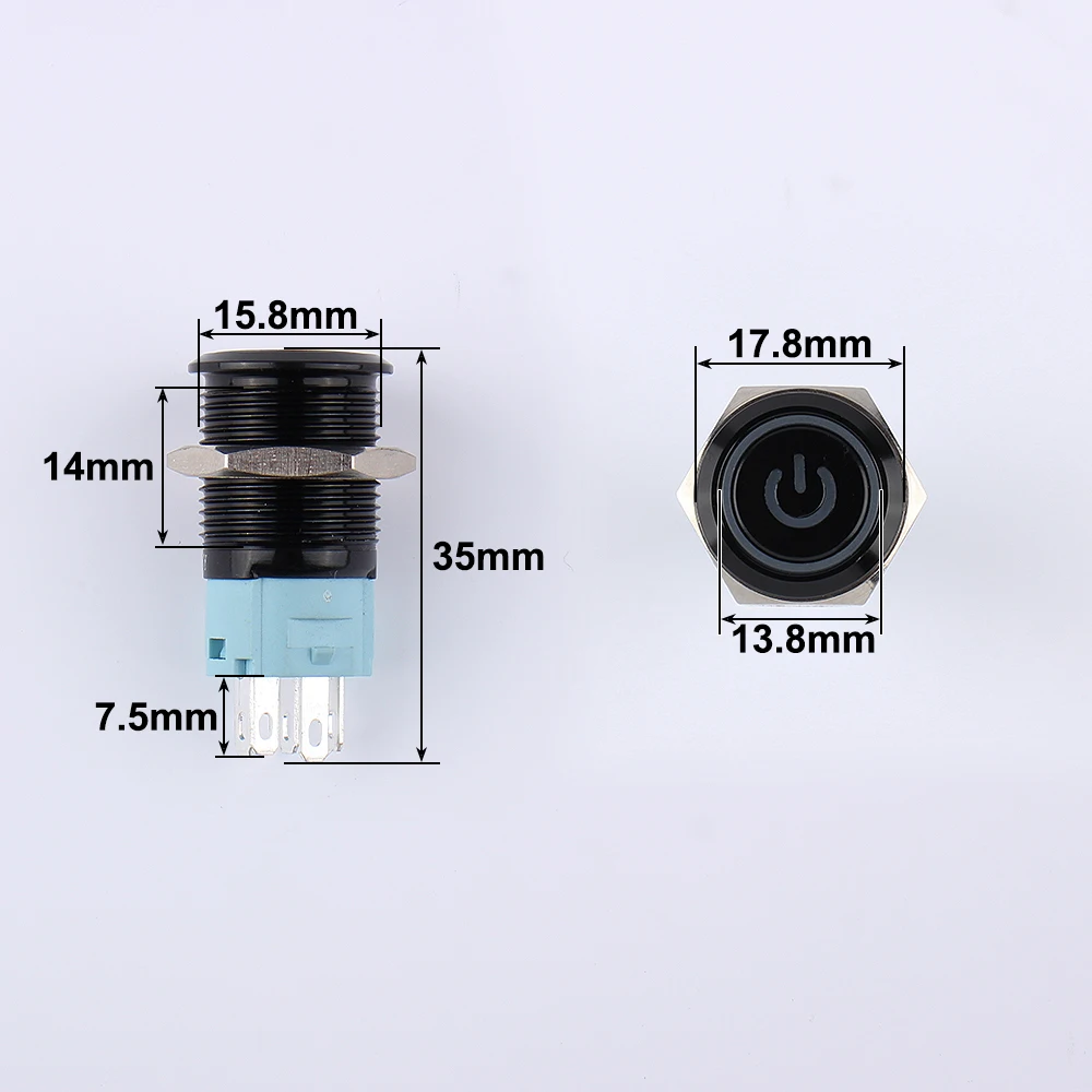 40pcs 16mm Metal Push Button Switch Oxidized Black Waterproof Latching Fixed switch Momentary Reset Button Ring Power 12V24V LED