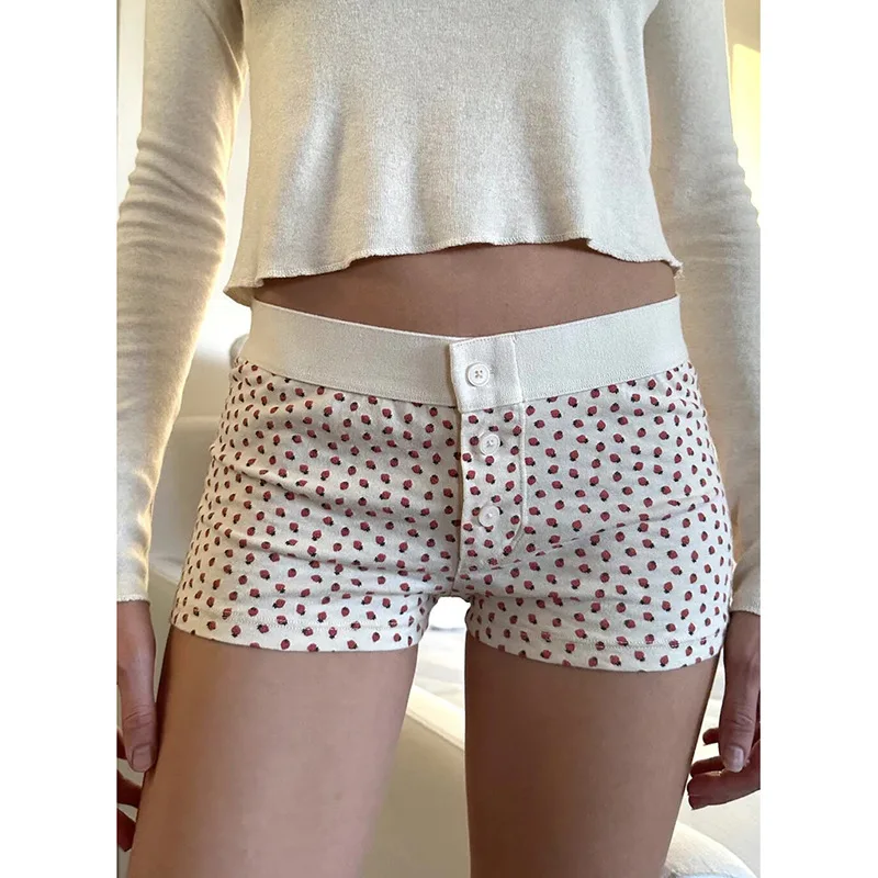 Vintage Thick Ribbed Cotton Shorts Women Casual Contrast Patchwork High Waist Sweatshorts Summer Y2k Streetwear Slim Short Pants