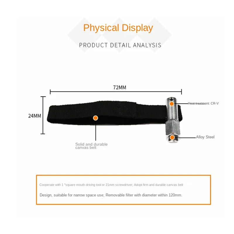 

Light-Duty Canvas With Filter Wrench Oil Filter Strap Wrench Black Strap Wrench Filter Wrench Filter Removal Tool
