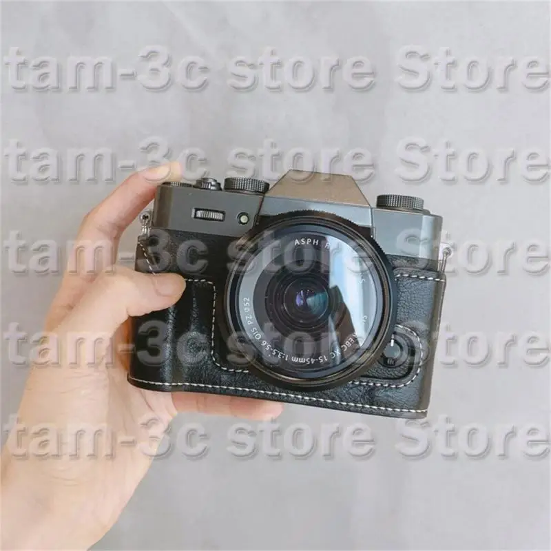 

D0UA Handmade PU Leather Half Camera Case Bag Cover for XT30 XT20 XT10 with Easy Battery Access