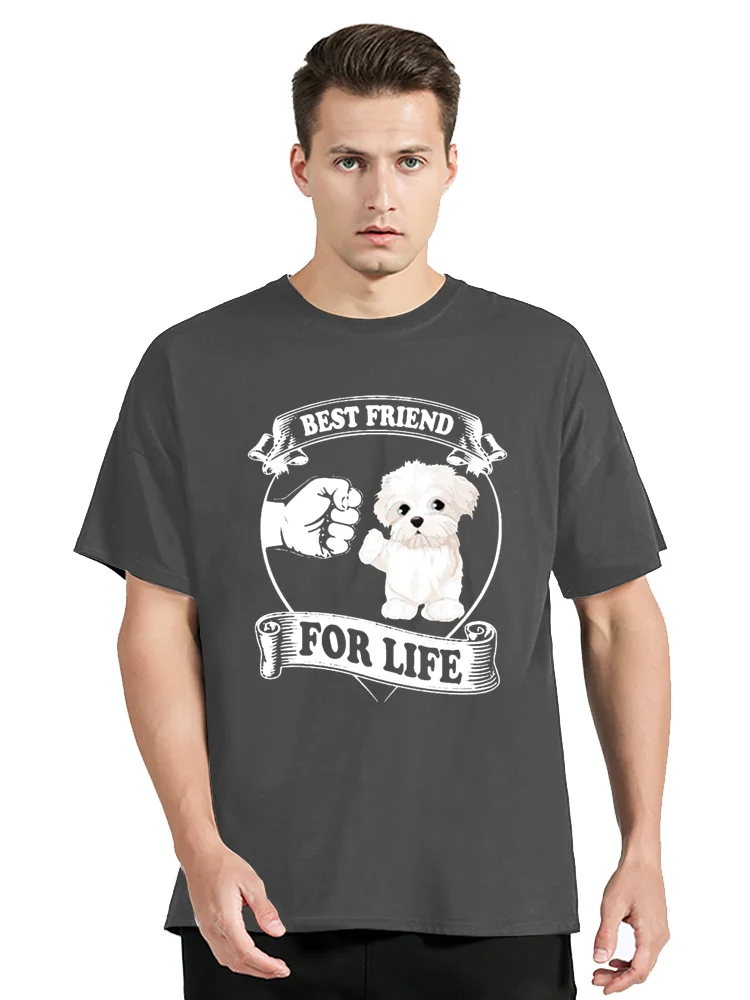 Funny Maltese Best Friend Dog Lovers T-Shirt Casual Fitness T Shirt Cotton Tops Tees Men's Clothing Oversized Unisex Tshirt