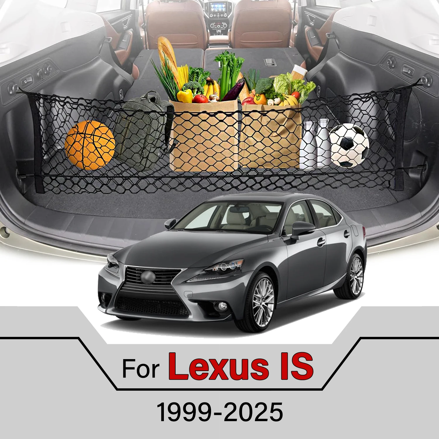 

Car Cargo Net Stretchable,Car Gadgets, Adjustable Elastic Trunk Storage Net with Hook for Lexus IS 1999-2025