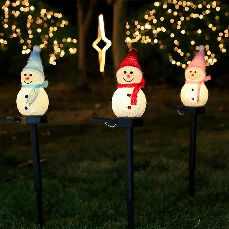 SHGO Christmas Decorations Solar Lights Outdoor Garden Decor for Snowman Ornaments, Solar Powered, Auto On/Off, IP65, 1PC, Pink