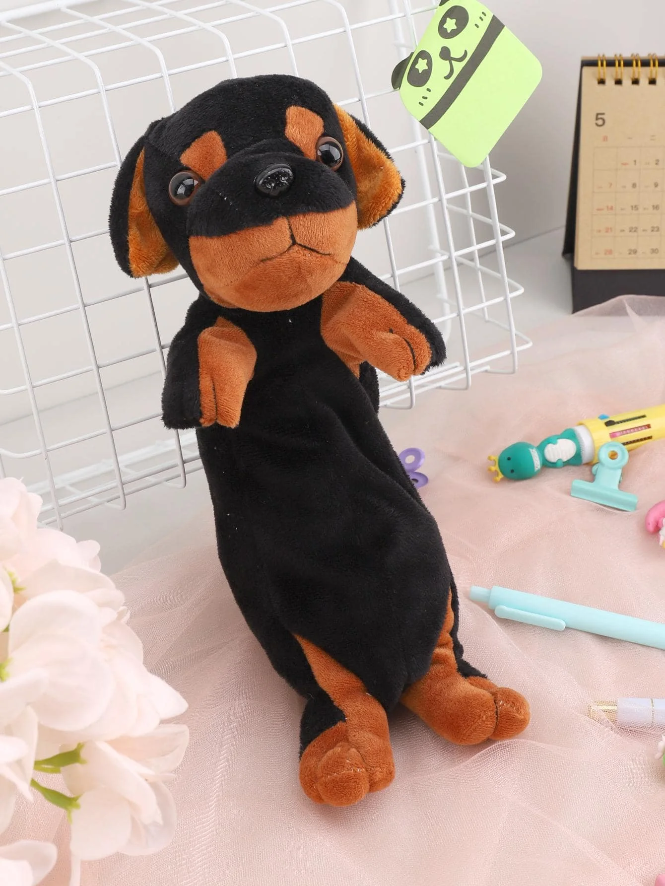 Kawaii Black Dog Pencil Case, Large Capacity Zipper Stationery Organizer, Cute Pen Pouch Bag,School Supplies, Back to School