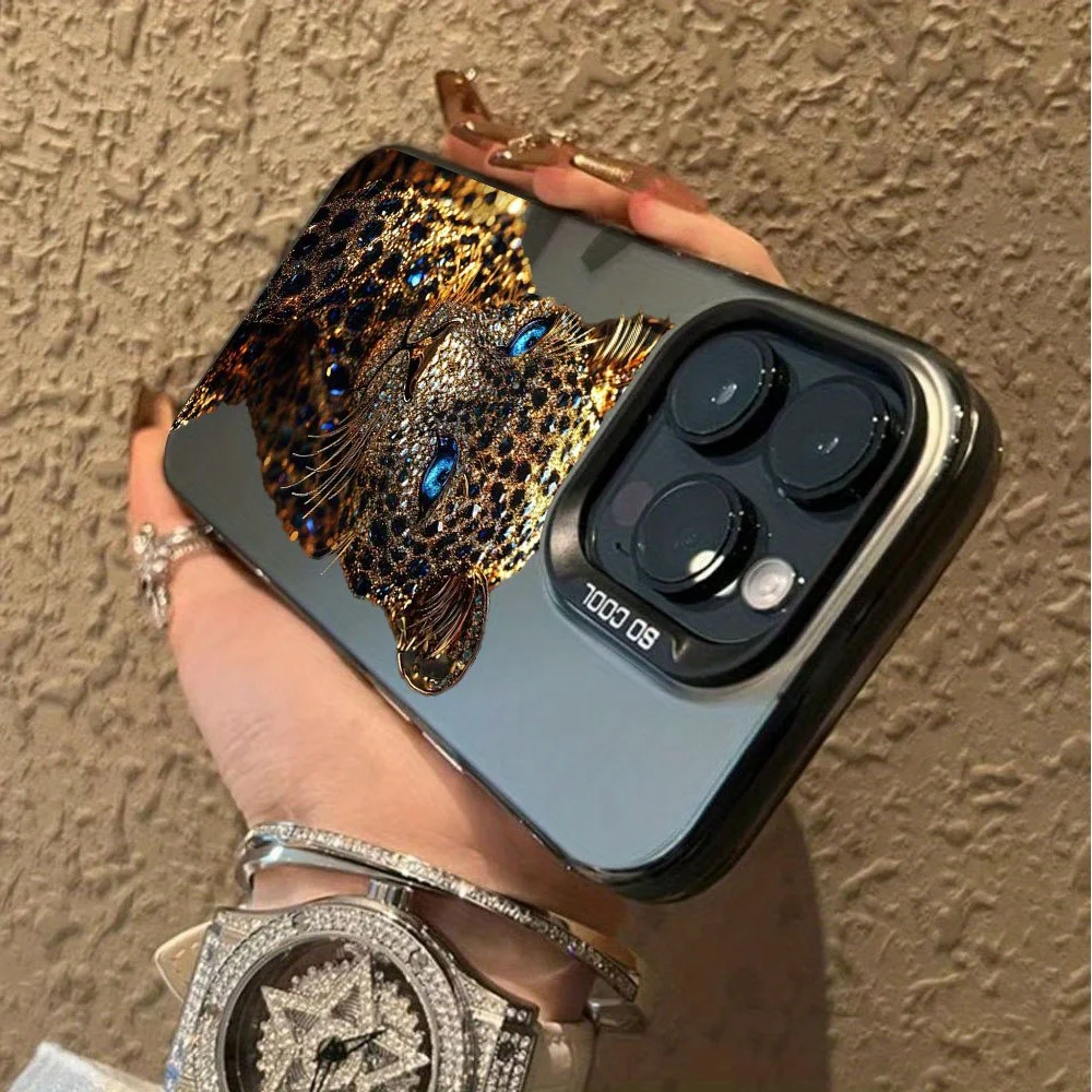 เคสโทรศัพท์ลายเสือดาวประดับเพชรระยิบระยับ เหมาะสำหรับ iPhone 17 16 15 14 13 12 11Pro/Max/Plus ป้องกันการตกกระแทกและกันแรงสั่นสะเทือน