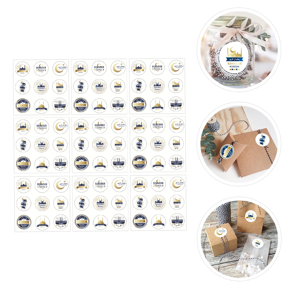 

90 шт. наклейки Ид Мубарак, круглая печать для сумки, подарочный конверт, декор для вечеринки, клейкая печать, наклейки, сделай сам, упаковка, украшение, забавные