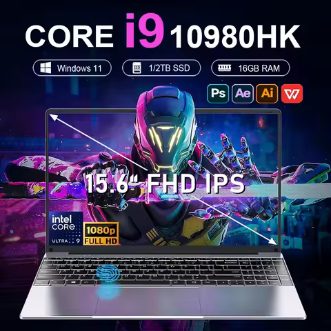 15.6" Laptop Computer PC intel Core i9 10980HK/9900U Laptops 16GB RAM 1TB 2TB SSD Portable 1920*1080 Laptop Notebook Windows 11