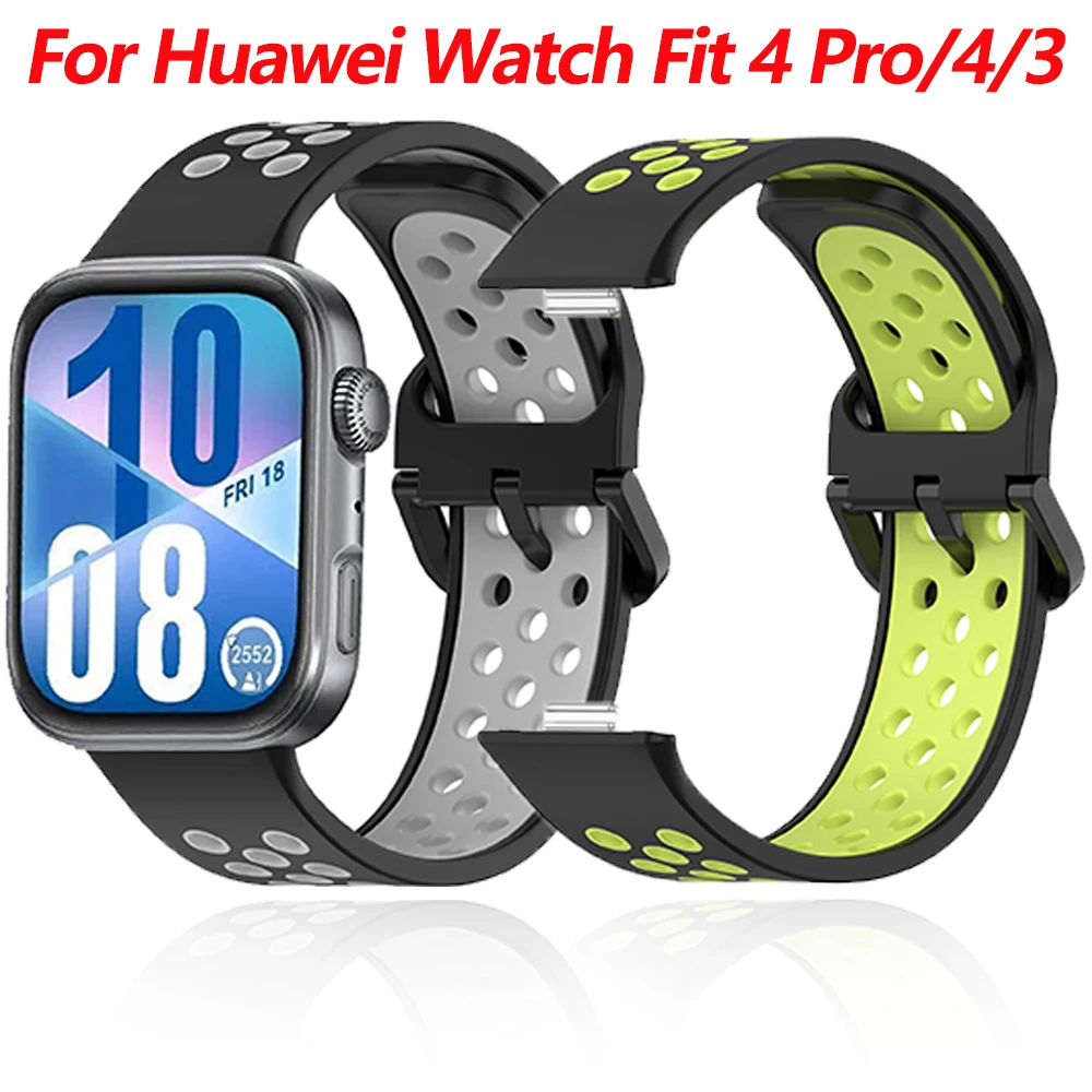 

Silicone Band for Huawei Watch Fit 4/Fit 3 Strap Breathable Bracelet Wristband for Huawei Watch Fit 4/4 Pro Two-color Watchband