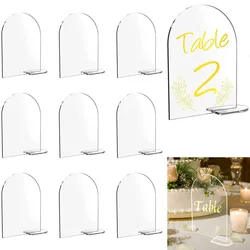 5/10/20Pcs Clear Acrylic Arch Sign with Stand Blank Name Tags Wedding Table Number Holder Place Card Party Wedding Decoration