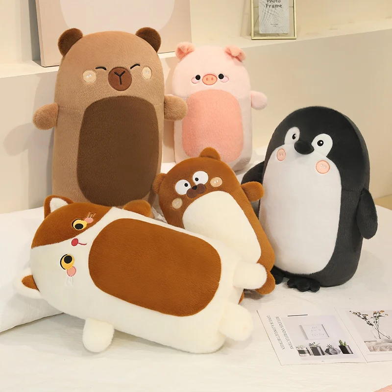 

40/60CM Soft Cartoon Animal Plush Pillow Lovely Cat Capybara Seal Pig Penguin Stuffed Comfortable Cushion Doll