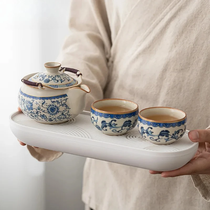Für Blau und Weiß Ru Ofen E-Mail Teese RVice Komplettset Japanische Teezeremonie Set Teekanne und Tee Tasse Set Teese RV