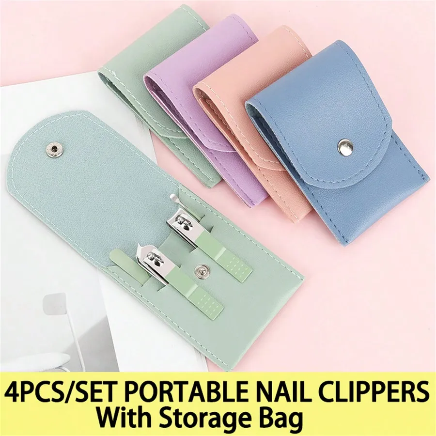 4-piece premium stainless steel manicure pedicure set, grooming set includes precision scissors and portable nail file