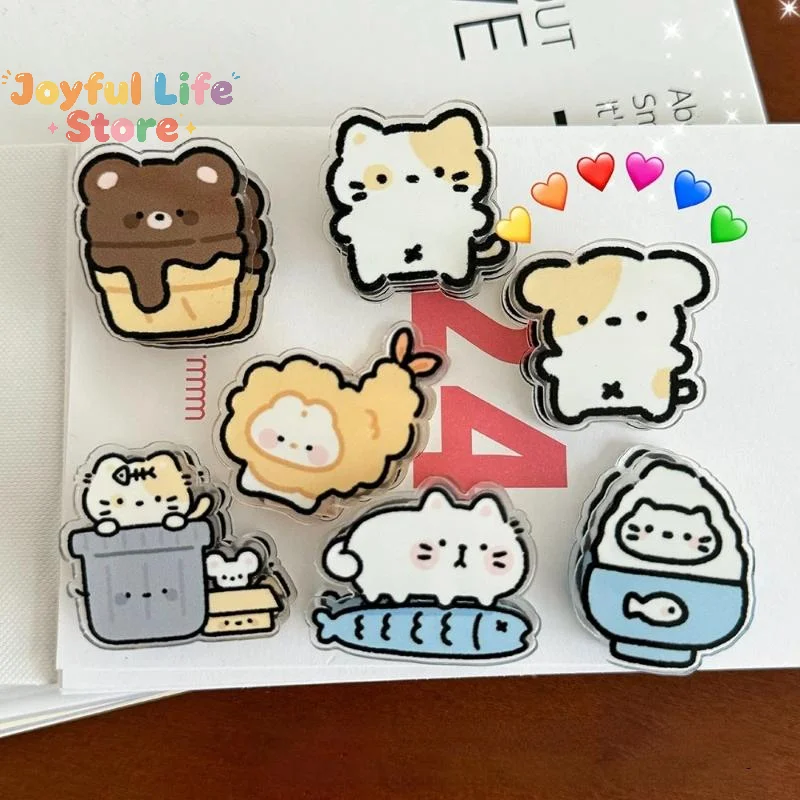 Hot Sale 7 Pieces Cute Cartoon Sticky Note Holder Acrylic PP Clips For Student Exam Paper Storage Snack Opening Clips