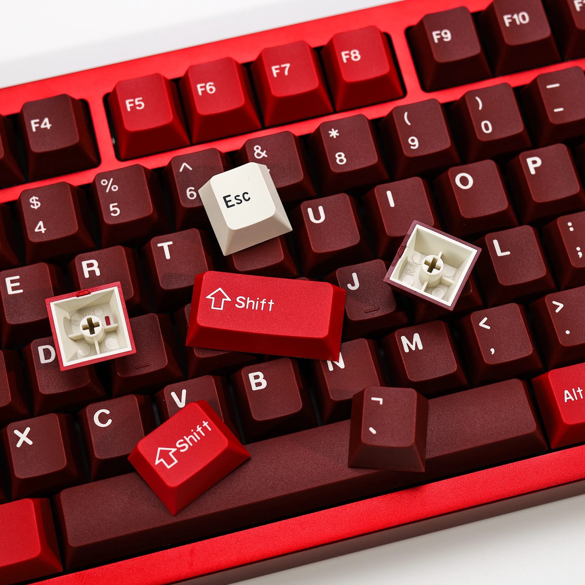 KBDiy GMK Jamon Keycap أحمر ريترو PBT ISO مزدوج النار الكرز الشخصي أغطية المفاتيح لمفاتيح MX 60 غطاء مفتاح ألعاب لوحة المفاتيح الميكانيكية #4
