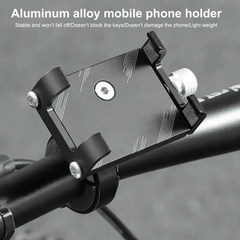 Bicycle Phone Holder Handlebar Phone Mount Bike Cell Phone Holder Bike Smartphone Holder Aluminum Alloy Bicycle Phone Clip For