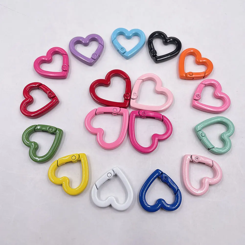 

20Pcs Heart Shape Snap Clasp Clips Metal Spring Hooks DIY Keychain Buckles for Crafting Bags Lanyards Jewelry Making