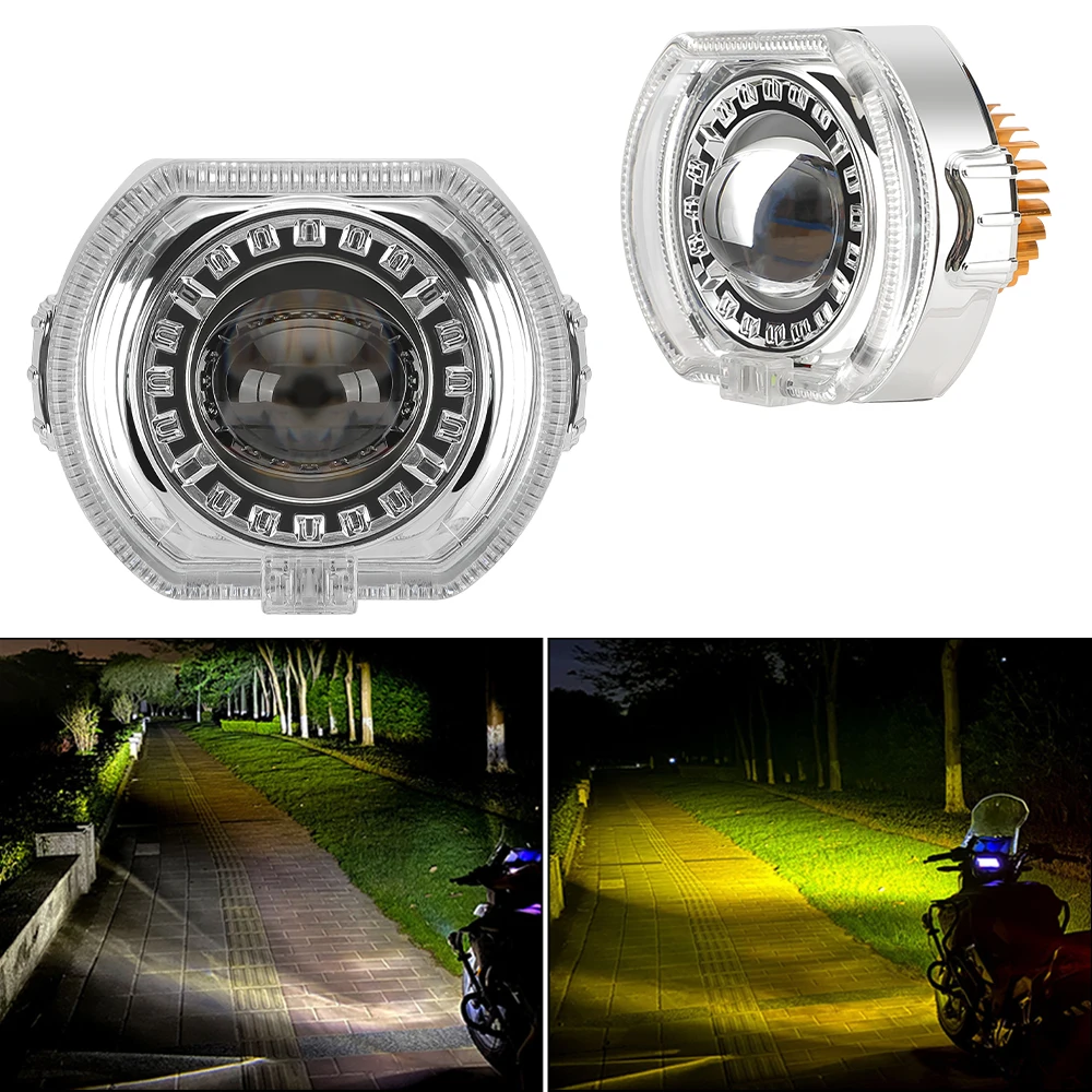 

Motorcycle Modification with Built-in Large Light Bulb 4.5 Inches High-Power White and Yellow Dual Light Transmission