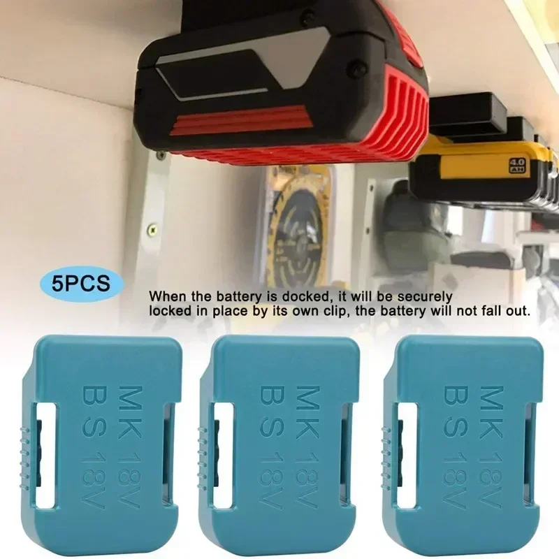 5 Pcs 14.4V 18V Mounting Unit Battery Tool Holder Battery Wall Mount Storage Rack Battery Holder for Bosch Makita BL1830 BL1860