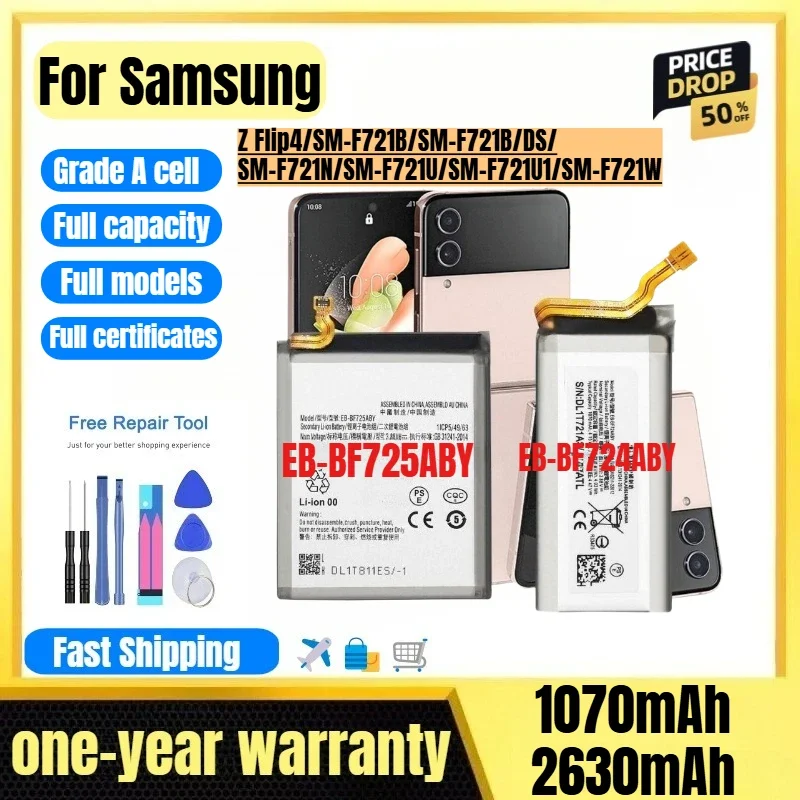 EB-BF724ABY/EB-BF725ABY for Samsung Z Flip4/SM-F721B/SM-F721B/DS/SM-F721N/SM-F721U/SM-F721U1/SM-F721W Mobile Phone Battery