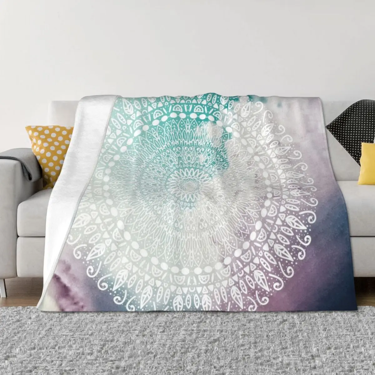 

RAINBOW CHIC MANDALA Throw Blanket wednesday Softest Luxury Throw Blankets