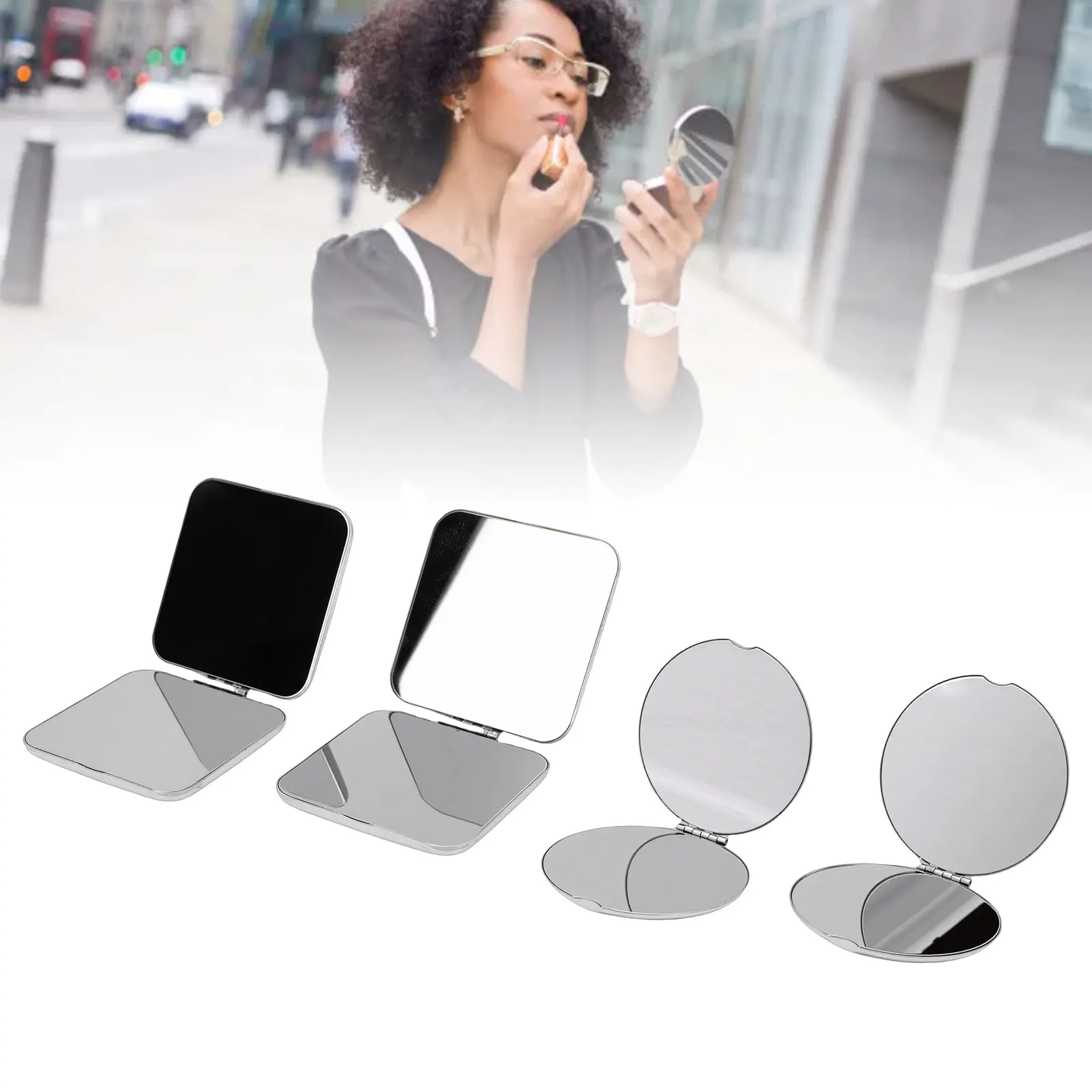

Stainless Steel Mirror Double Sided Portable Folding Unbreakable Makeup Mirror Portable Mirror for Purse Pocket