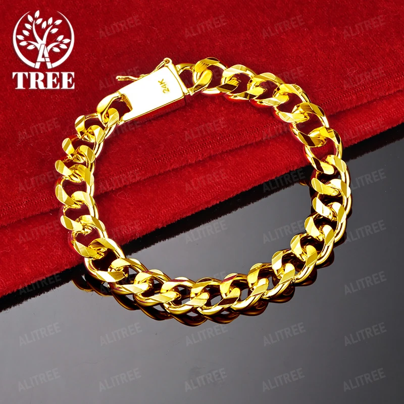 

Hot 18k Gold 10mm Cuban Chain Bracelet Men And Women Engagement Wedding Party Gift Fashion Simple Trend Jewelry Neutral Style