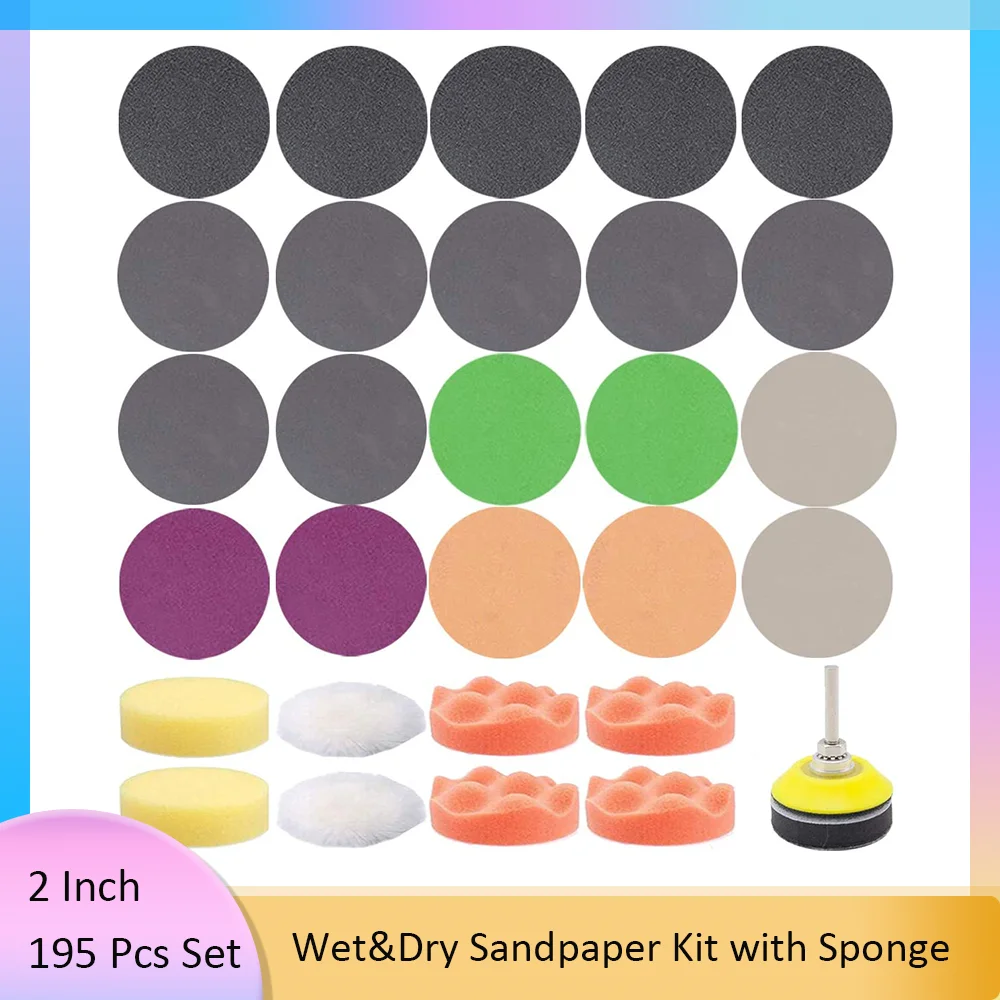 

2Inch Automotive Sanding Disc Suit Circular Sandpaper with Polishing Sponge and Grinding Pad Car Paint Polishing for Rotary Tool