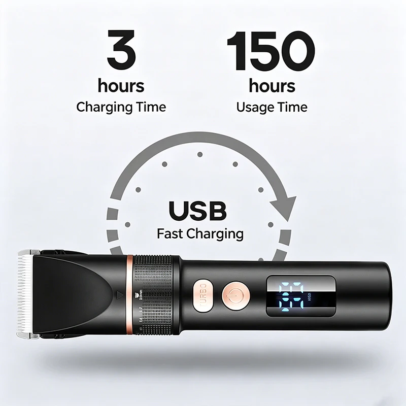LCD Display Hair Clipper Electric Hair Trimmer for Men Barber Titanium Ceramic Blade Salon Hair Cutting Machine view 5