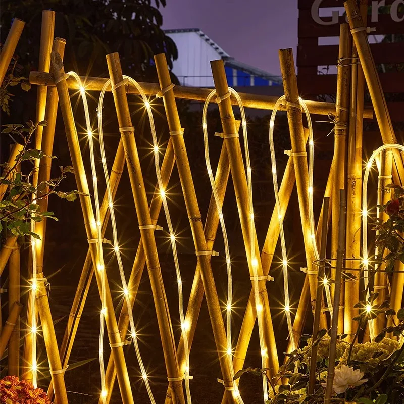 

String Light LED Solar Tube Rope Fairy Light Outdoor Waterproof Christmas Decoration For Garden Fence Yard Balcony