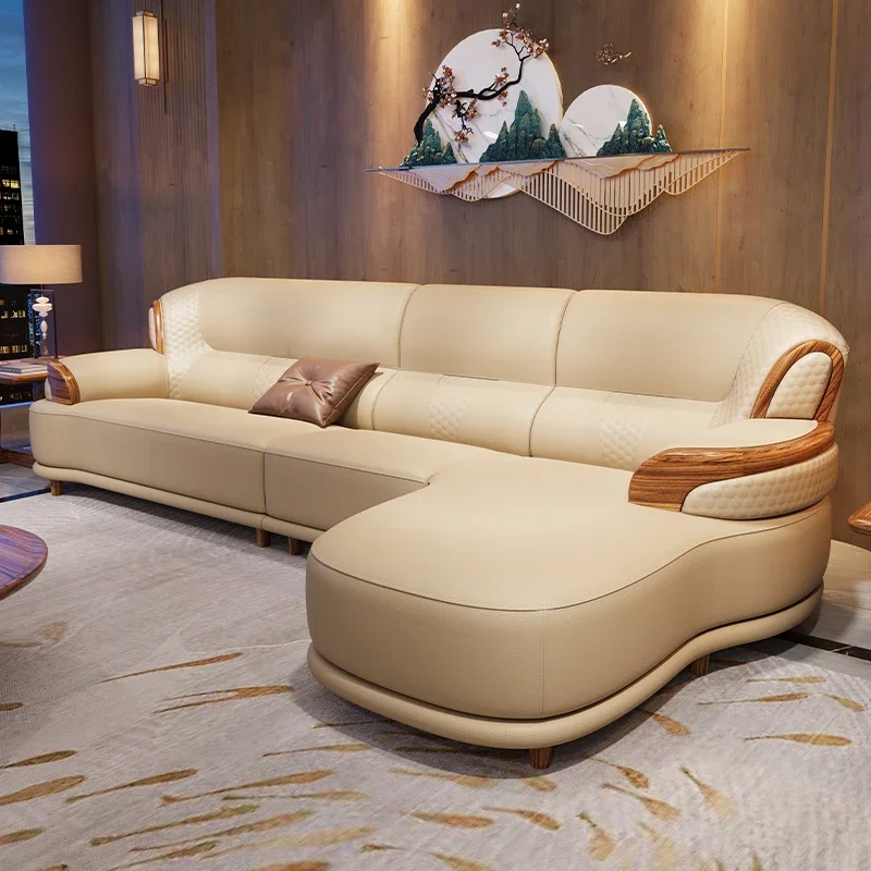 

Cowhide sofa modular living room new corner sofa bed