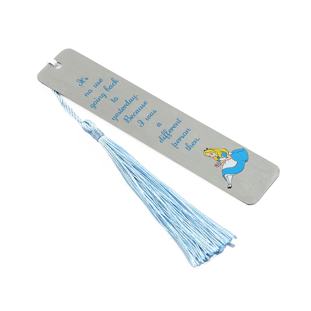 Disney Alice in Wonderland Movie Line Creative Bookmarks with Tassel Alice Princess Book Mark Gifts for Women Men Film Fans