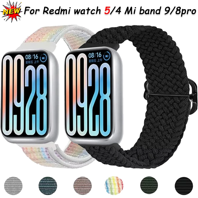 Nylon Braided Strap for Redmi Watch 4 5 6 Bracelet SmartWatch breathable watchband Xiaomi Mi Band 8 Pro/9 Pro Accessories correa