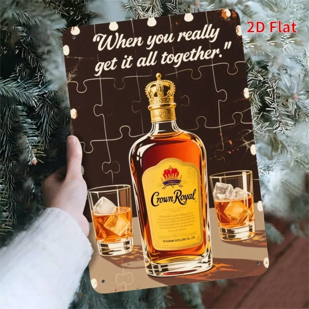 

Royal Crown Whiskey Metal Wall Sign Plaque for Bar Garage Decor Indoor Outdoor Rainproof