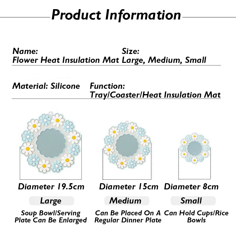 Anti-Scald Silicone Cup Mat Flower Heat Insulation Pad High Temperature Resistance Pliable Multi-Dimension Household Coaster