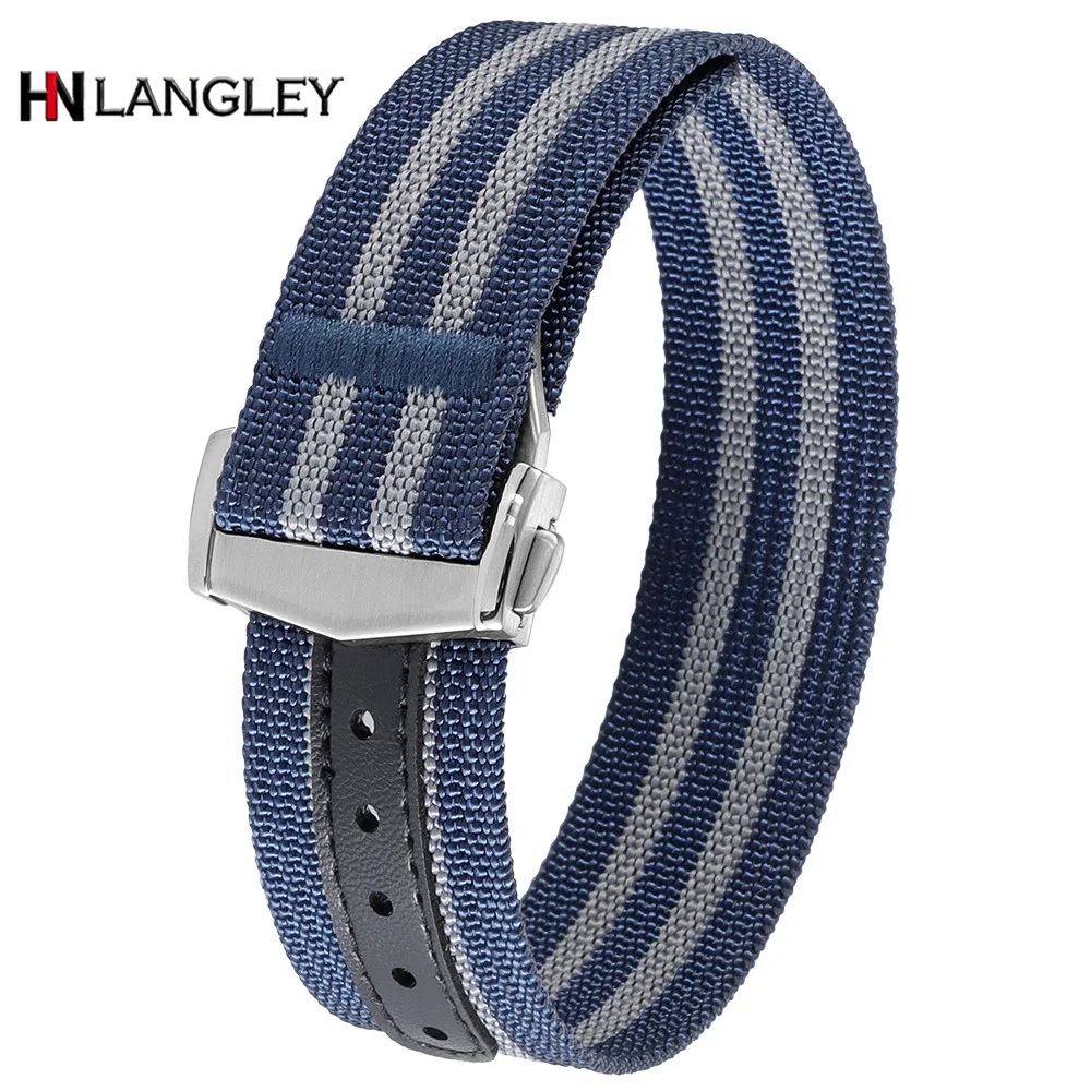 Faltbare Schnalle Nylon-Uhrenarmband Canvas-Uhrenarmbänder Armband 20mm 22mm für Omega für Swatch Universelles Sport Wasserdichtes Uhrenband