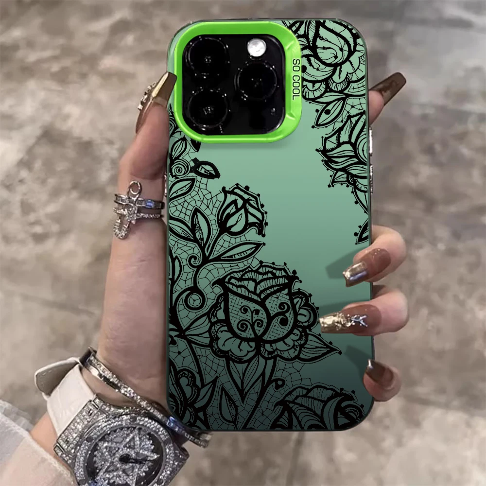 Luxuriöse Spitzenblumen-Hülle für iPhone 16 17 15 Pro Max Hüllen iPhone 17 11 12 13 ProMax 14 15 16e Plus 8 XS XR Stoßfeste IMD-Hülle – Detail 10
