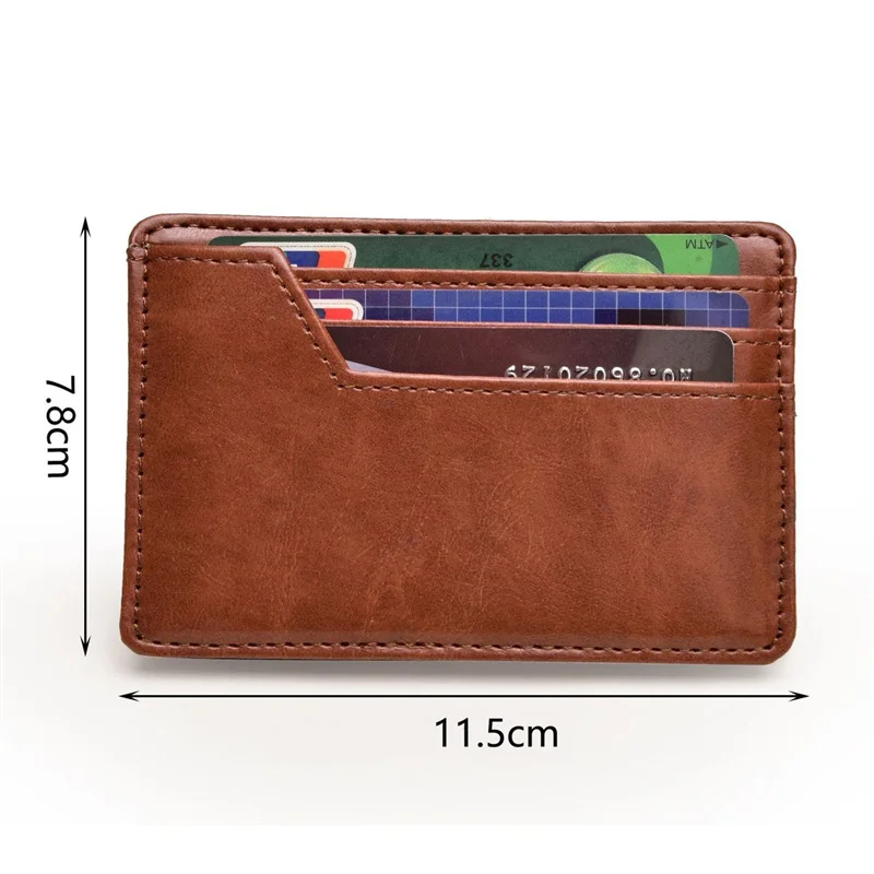 Dompet pendek kulit PU klip uang ramping, dompet pendek versi Korea, dompet kulit PU, tas kartu bisnis, tas tangan kreatif, dompet uang ramping