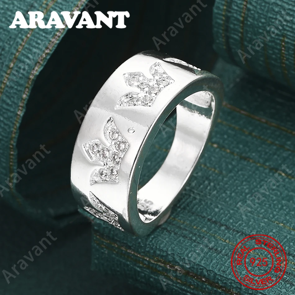 Ring aus 925er-Sterlingsilber mit Zirkon-Kronenmuster-Gravur – ein frisches und elegantes Design für Damen-Verlobungsschmuck