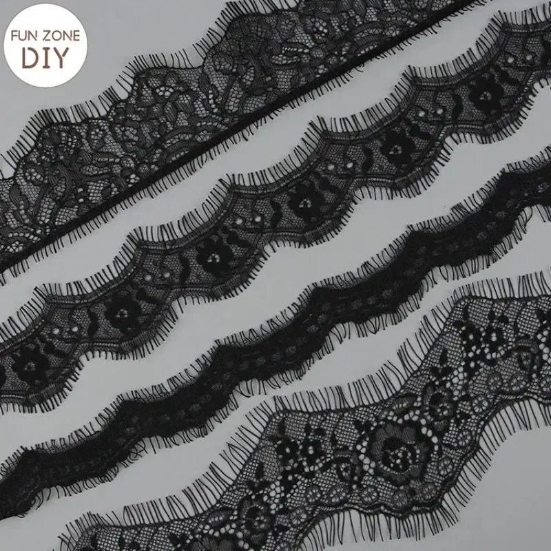 FZdiy 3cm 4cm Black Lace Fabric Webbing Decoration Love Gift Packing Ribbon DIY Sewing Craft Supplies Fall Plate Lace Decor