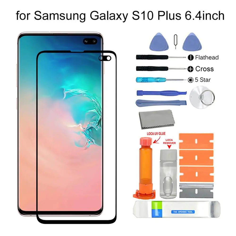 Outer Front Glass Screen Repair Kit Phone Replacement Parts for Samsung Galaxy S10 Plus SM-G975F G975