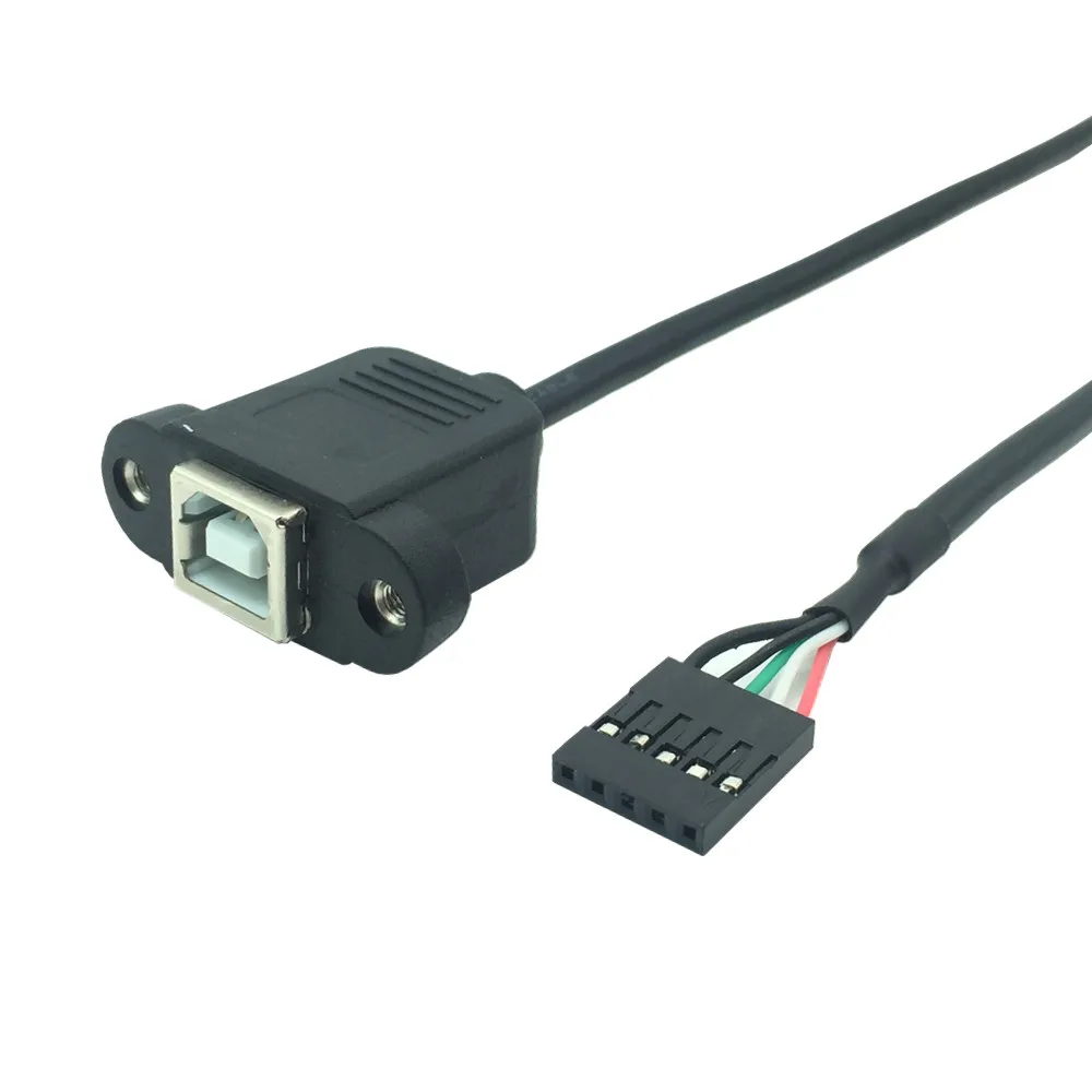 USB 2.0 B Type Female socket Printer Panel Mount to Pitch 2..54mm 5pin Motherboard Dupont Cable 0.3m