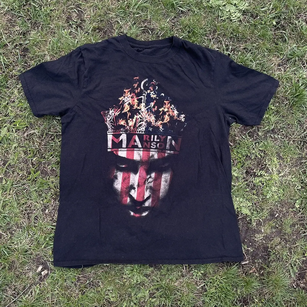 Marilyn Manson Tee Vintage Gothic Dark T-shirt Women Street Oversized Y2k Short Sleeve Cotton Loose T-shirts Soft Casual Clothes