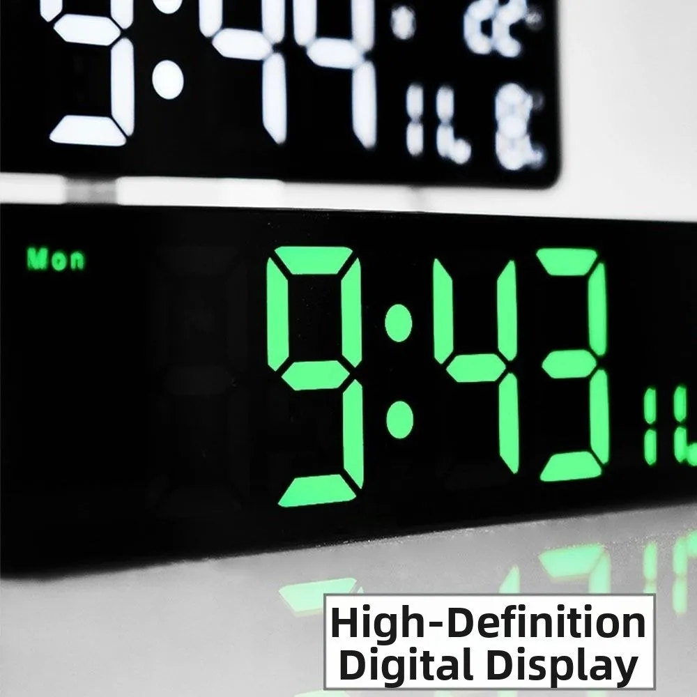 Temperature Display LED Digital Alarm Clock Date Display Week Display Digital Wall Clock Touch Control Dual Alarms