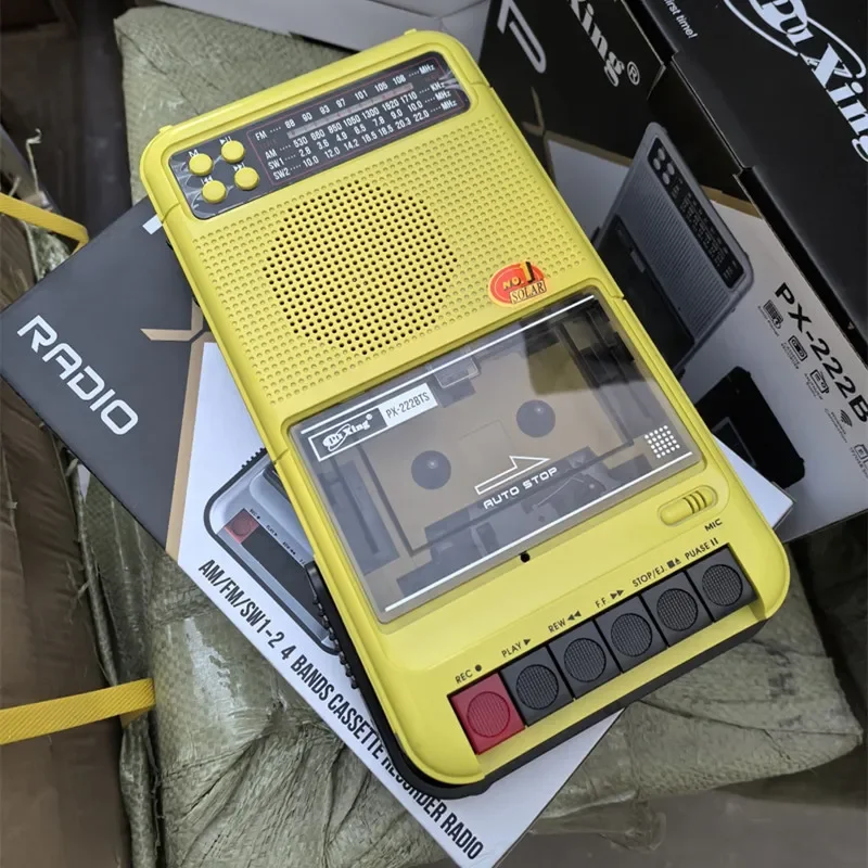 المحمولة AM/FM/SW1-2 4 الفرقة راديو الشمسية بلوتوث TF بطاقة U القرص الشريط لاعب MP3 تنسيق محول مسجل مع بطارية تعمل بالطاقة