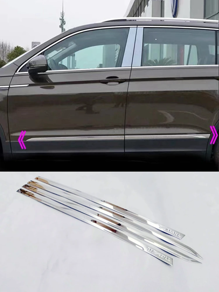 Accessories For  Volkswagen VW Tiguan L 2017-2022 Side Door Molding Body Strip Streamer Protection Lid Molding Cover Kit Trim