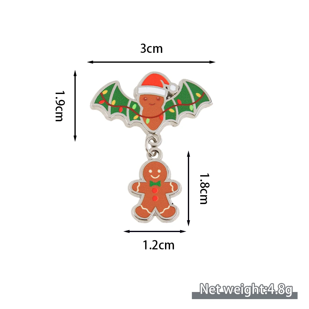 Santa Hat Bat And Gingerbread Man Pendant Enamel Brooch Holiday Themed Lapel Pin Backpack Hat Accessories Christmas Gift