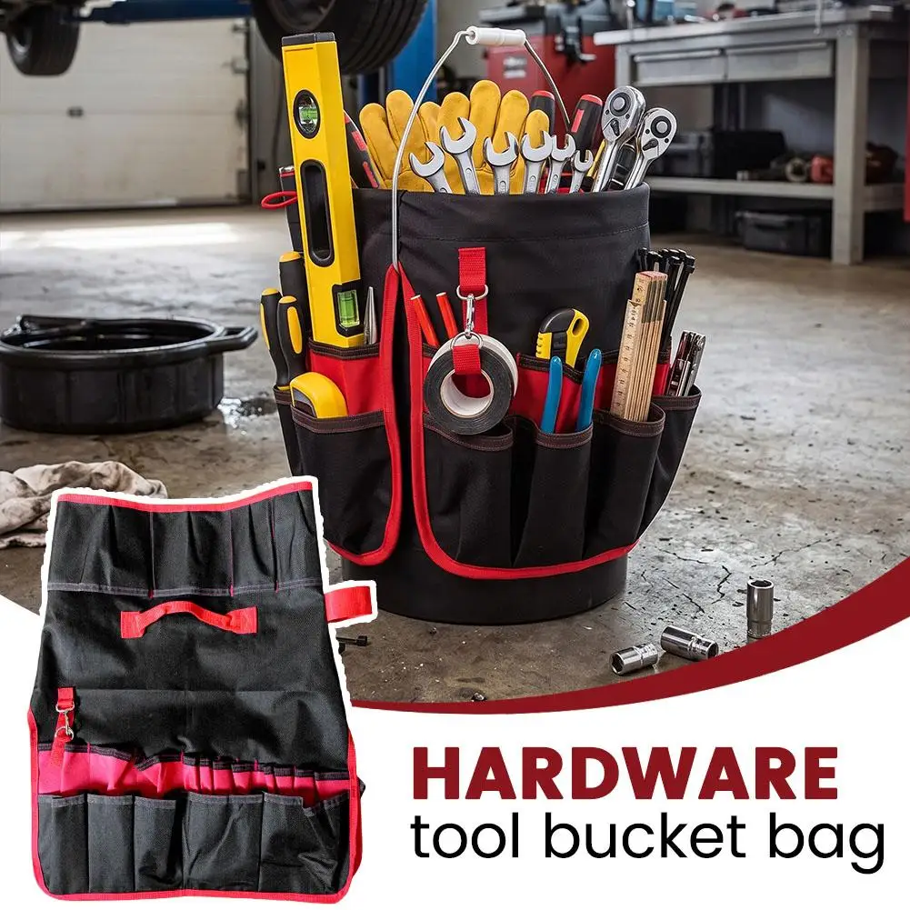 Portable Hardware Tool Bucket Bag Garden Kit Oxford Cloth Multi-Functional Repair Tool Bucket Bag Bucket Kit Storage Bag