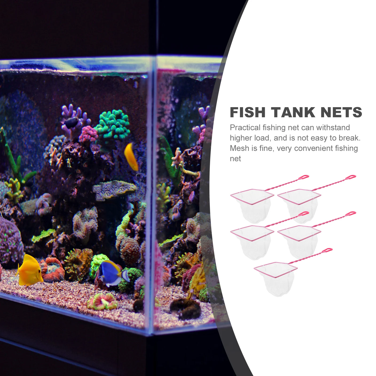 

5pcs Fish For Aquarium Small Portable Catching Strong Durable Fine Mesh Fishing Tool Shrimp Net Fish Tank Tool Multi Use
